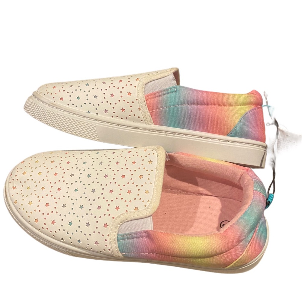 Bocca Girls White Star Slip on Sneakers Kids Canvas Walking Shoes Size